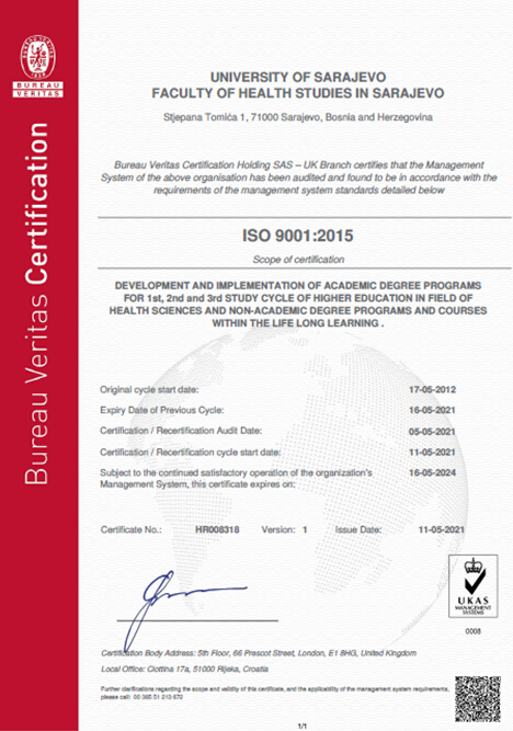 ISO certifikat 2021
